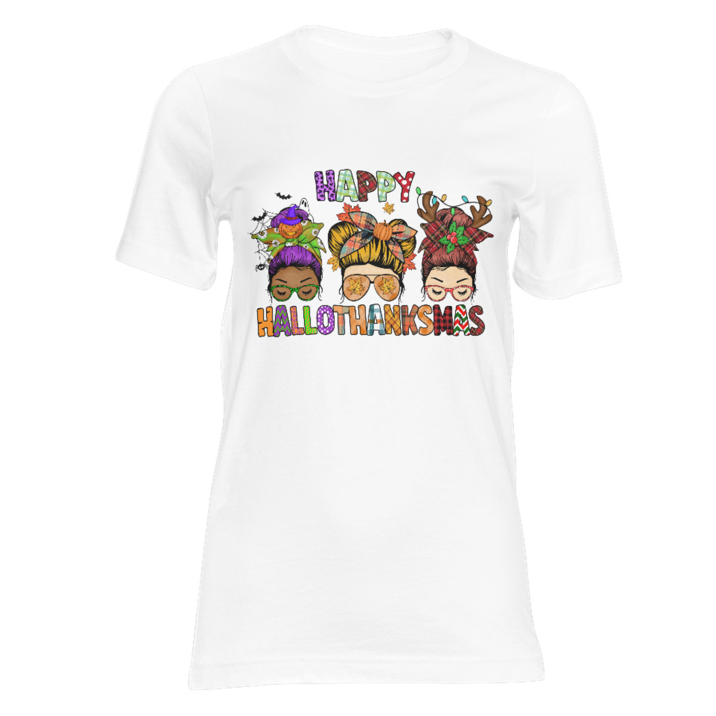 Happy Hallowthanksmas Multi Culture ladies Shirt