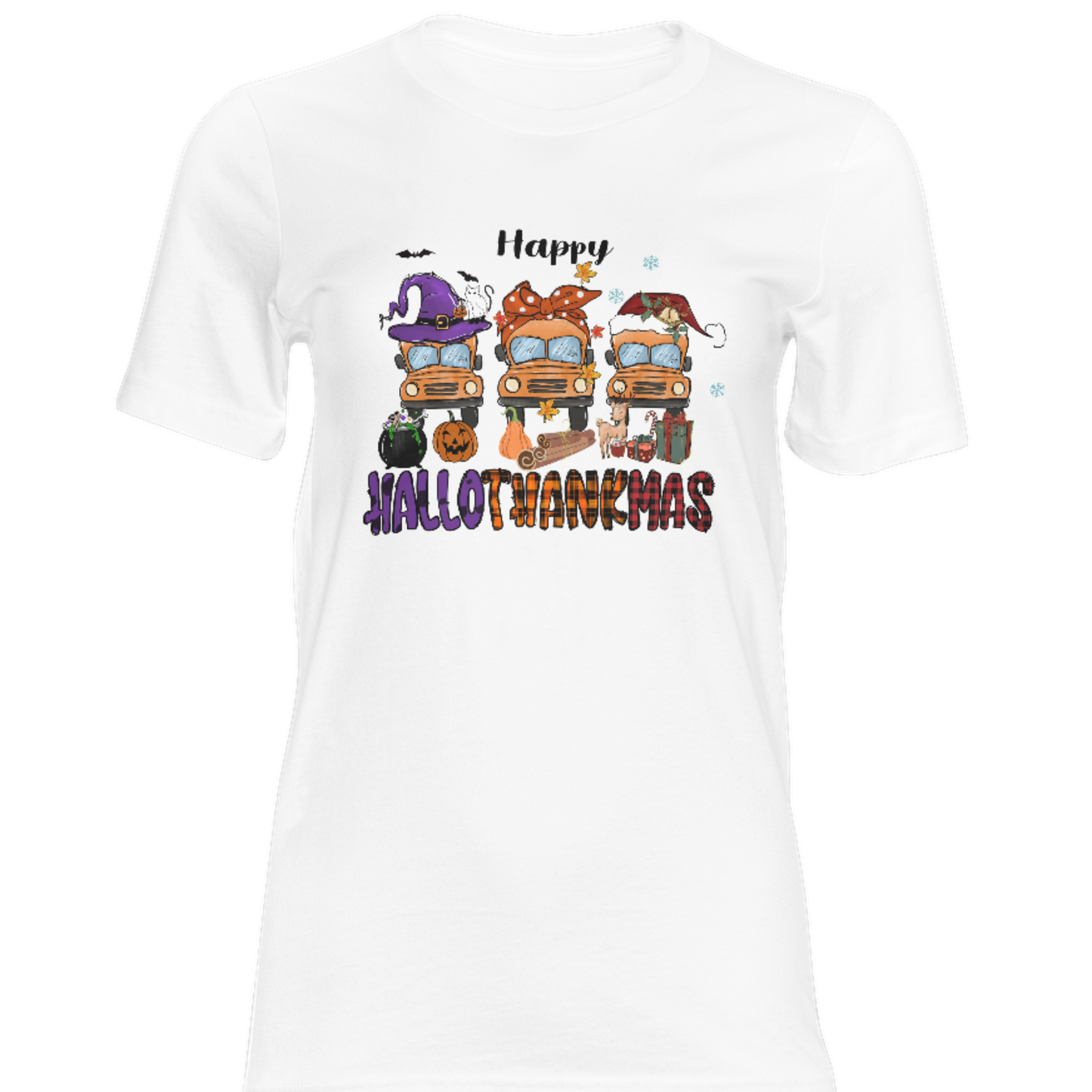 Happy Hallowthanksmas Yellow Bus Shirt