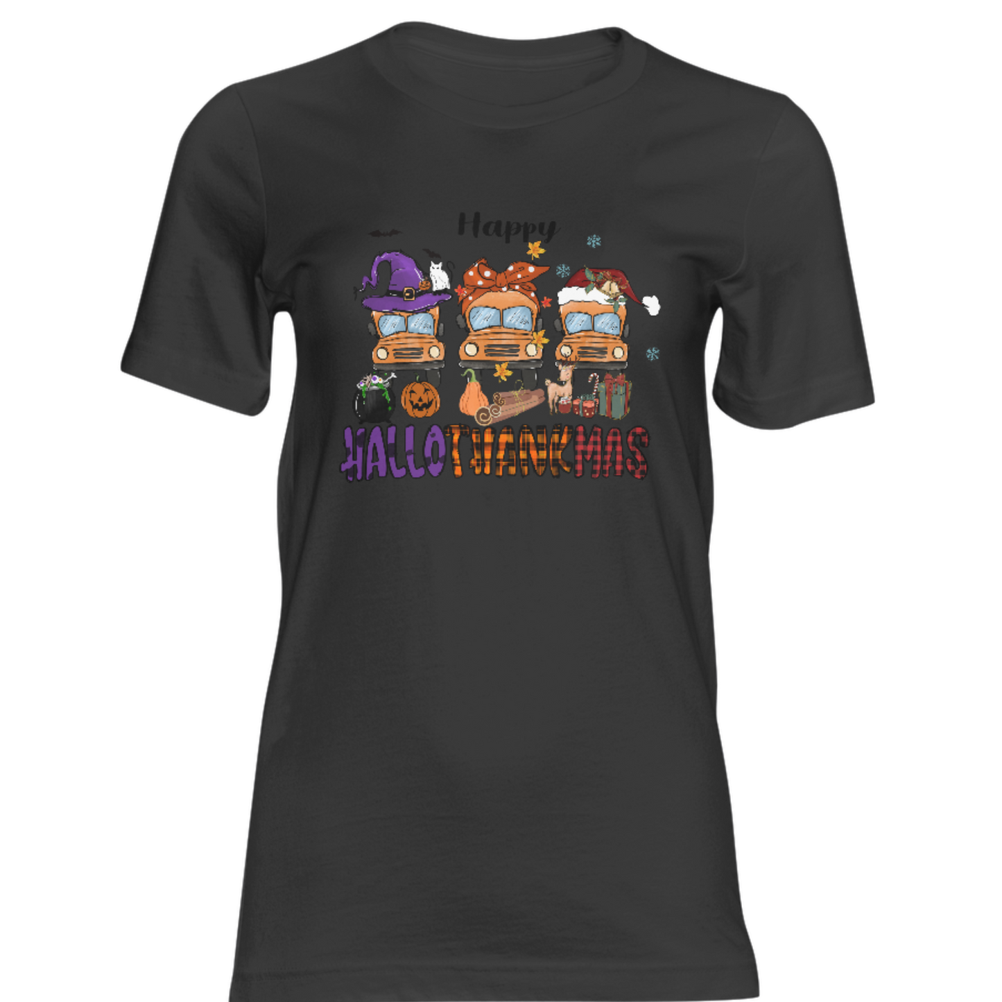 Happy Hallowthanksmas Yellow Bus Shirt
