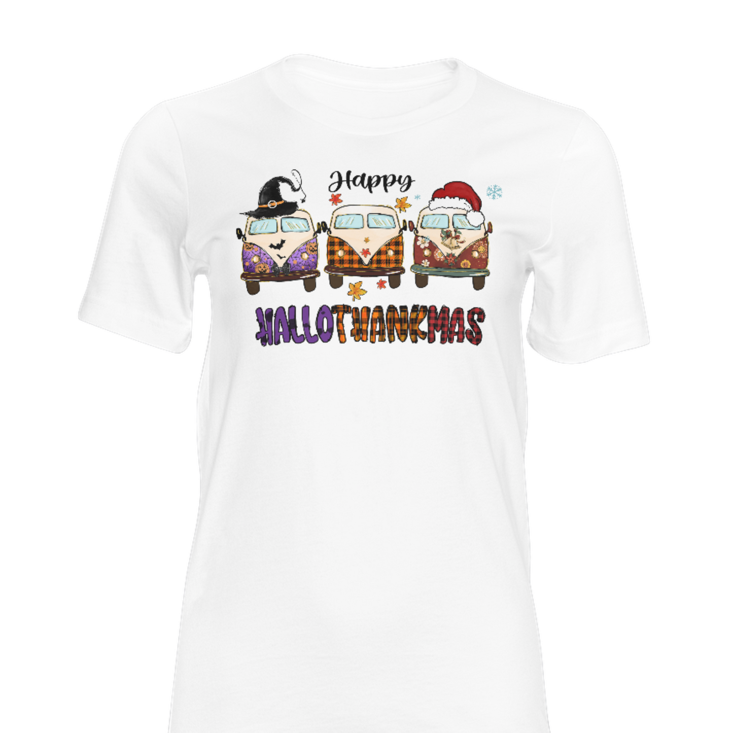 Happy Hallowthanksmas Light Yellow Bus Shirt