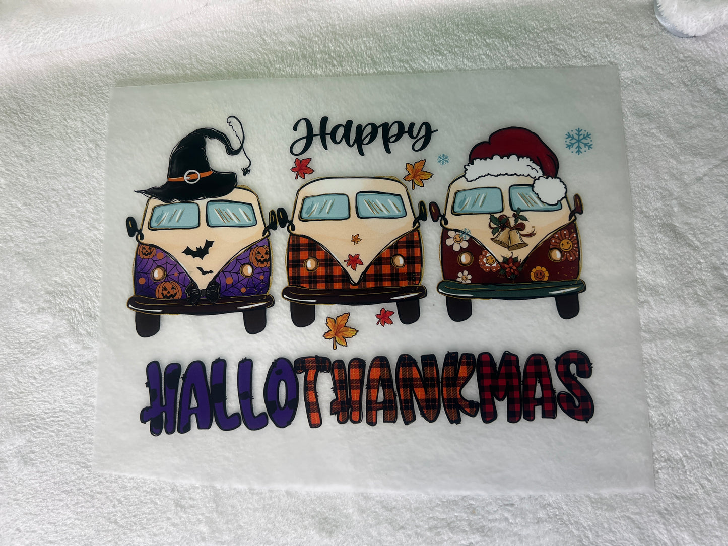 DTF Transfer "Happy Hallowthanksmas Van" Design