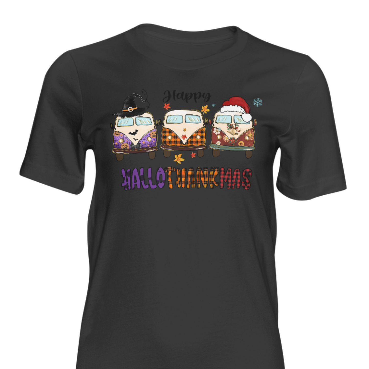 Happy Hallowthanksmas Light Yellow Bus Shirt