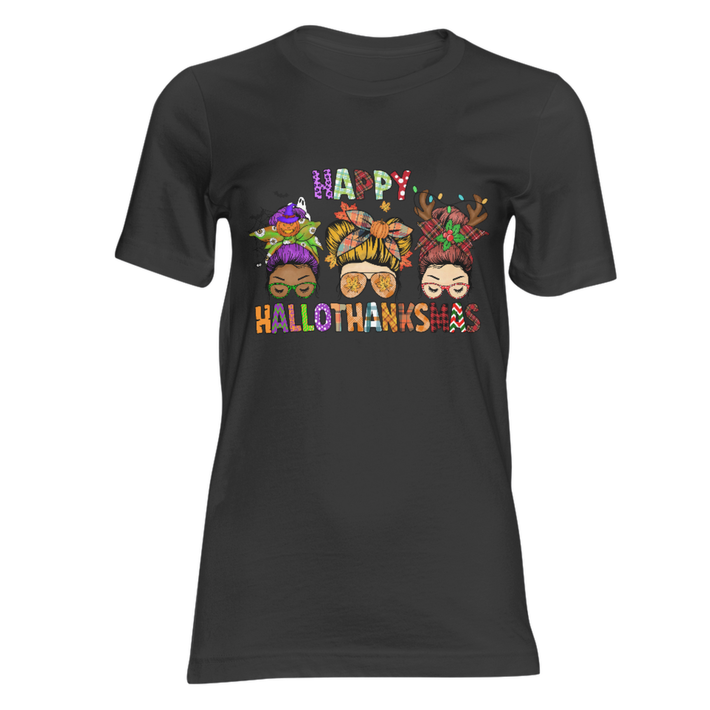 Happy Hallowthanksmas Multi Culture ladies Shirt