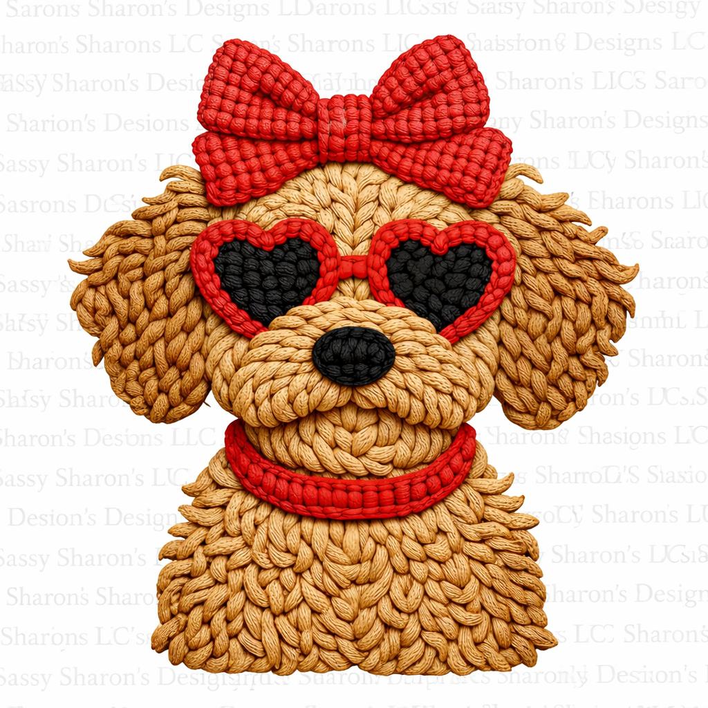Yarn Crochet Dog Valentines Transfer ONLY