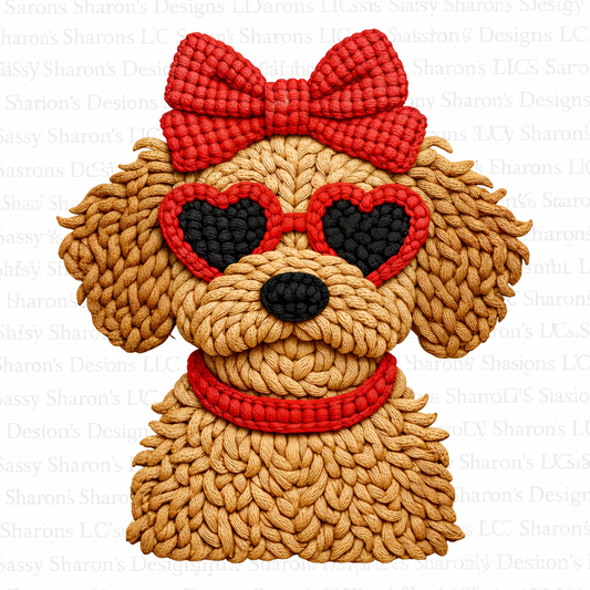 Yarn Crochet Dog Valentines Transfer ONLY
