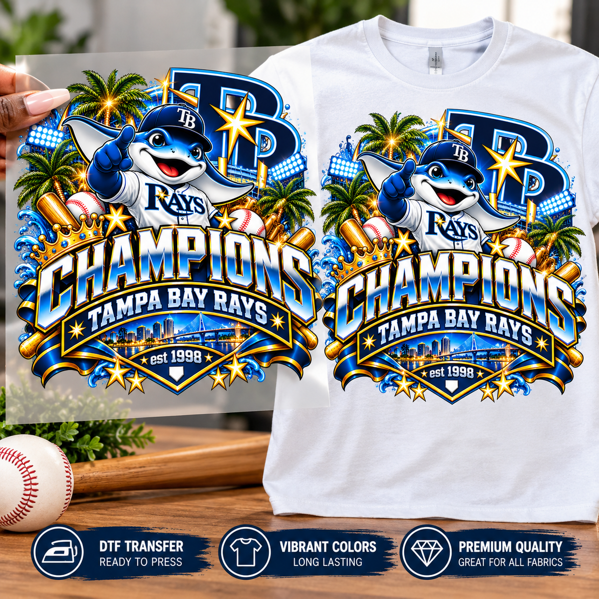 Tampa Bay Rays Champion Transfer only ( no shirt)